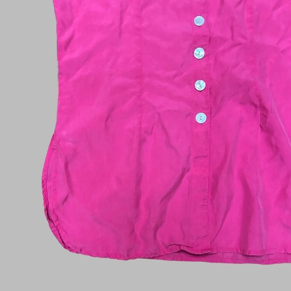 Silk Pink Button Down Tank Top With Shell Buttons - image 2